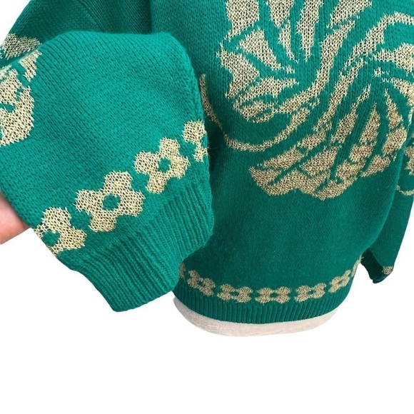 vintage Le Rouge Green/Gold Long Sleeve Sweater Size M/L - Picture 6 of 11